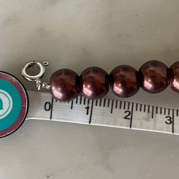 VINTAGE Brown Faux Pearl 18 KGP 19" Single Strand Necklace - Picture 12 of 14